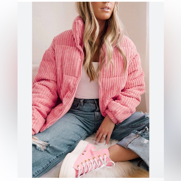 NWT fuchsia corduroy puffer jacket - Picture 7 of 7